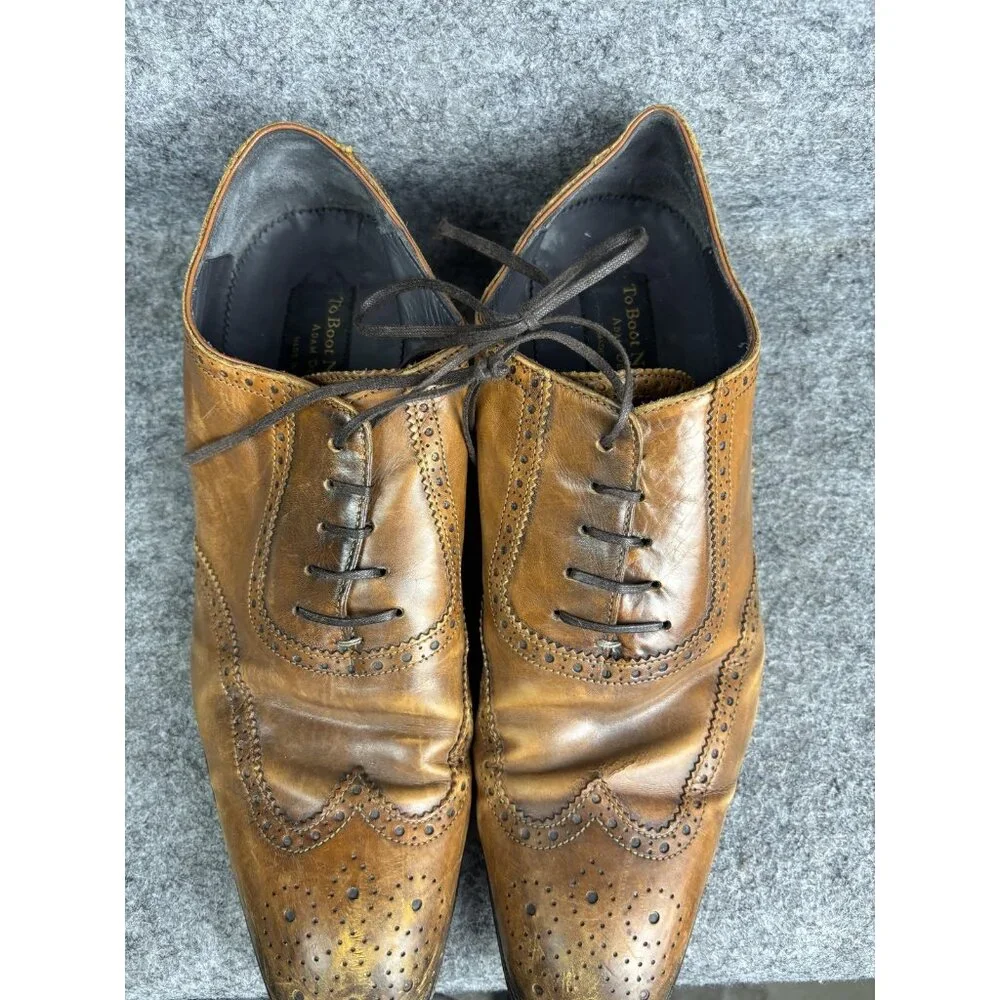 To‎ Boot New York Shoes Mens Size 10 Brown Wingtip Oxford Brogue Made in Italy